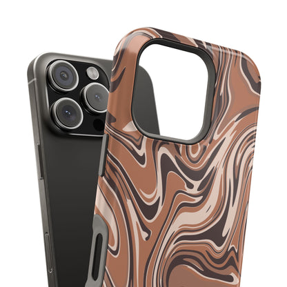 Mocha Latte Swirl Design iPhone Phone Case, MagSafe Magnetic Tough Cases,  Phone Accessories, Unique Gifts, Protective Phone Covers