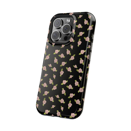 Black Coquette Pink Rosettes, Magnetic Tough Cases,  Phone Accessories, Unique Gifts, Protective Phone Covers, Floral Design