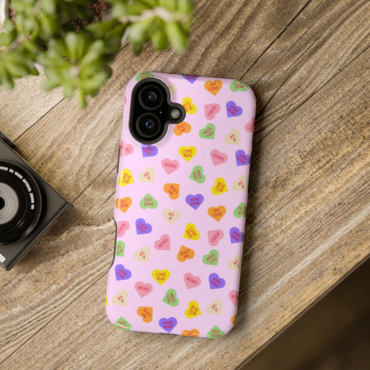 Sweet Candy Hearts, MagSafe Magnetic Tough Cases, iPhone 16 pro max case, Phone Accessories, Valentine's Day, Protective Phone Covers