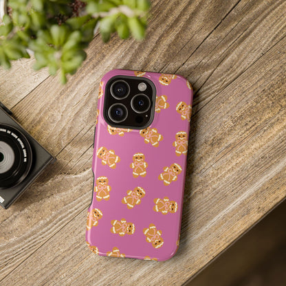 Gingerbread with Bows Mauve MagSafe Magnetic Cases,  Protective Phone Cover, Holiday Gift, Christmas Accessories, Festive Cell Phone Case, Cute
