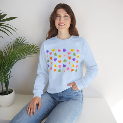 Sweet Heart Candy Valentine Sweatshirt, Crewneck Jumper, Unisex Sweater, Cozy Pullover, Winter Fashion Top