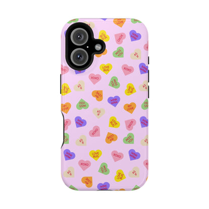 Sweet Candy Hearts, MagSafe Magnetic Tough Cases, iPhone 16 pro max case, Phone Accessories, Valentine's Day, Protective Phone Covers