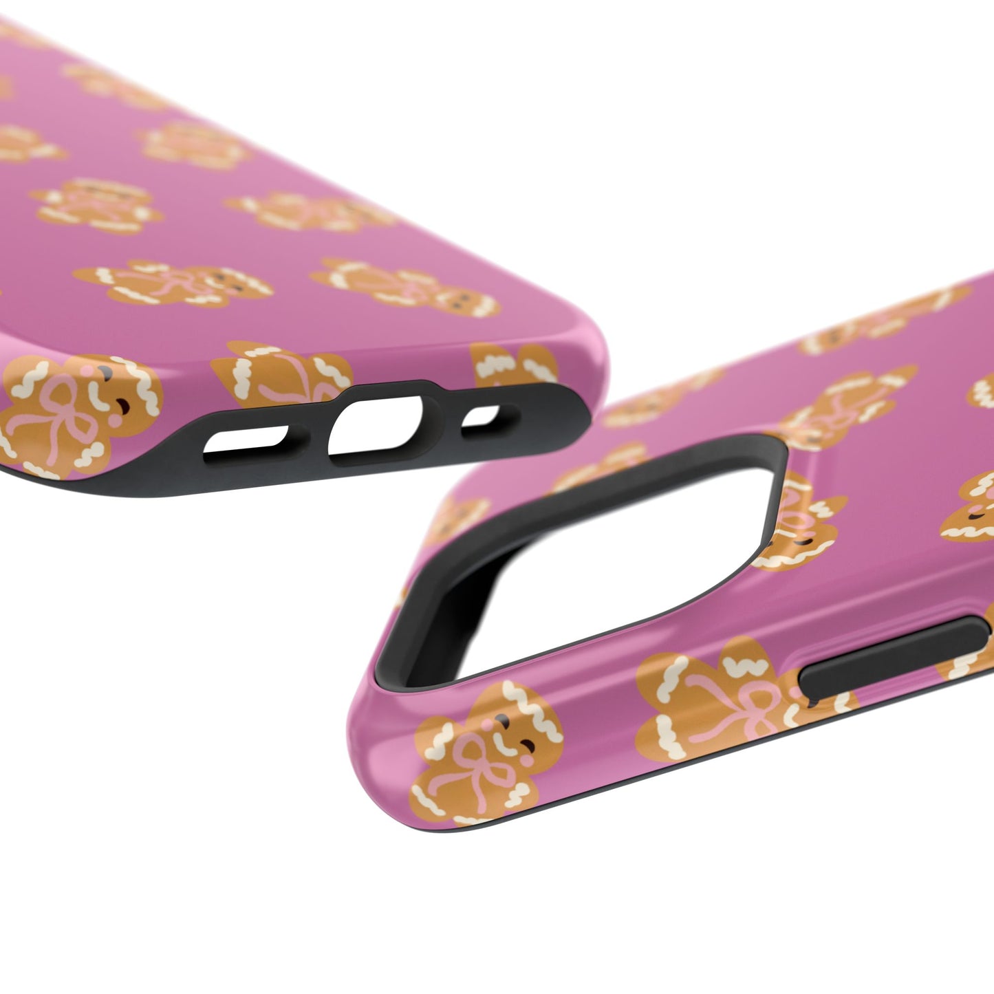 Gingerbread with Bows Mauve MagSafe Magnetic Cases,  Protective Phone Cover, Holiday Gift, Christmas Accessories, Festive Cell Phone Case, Cute