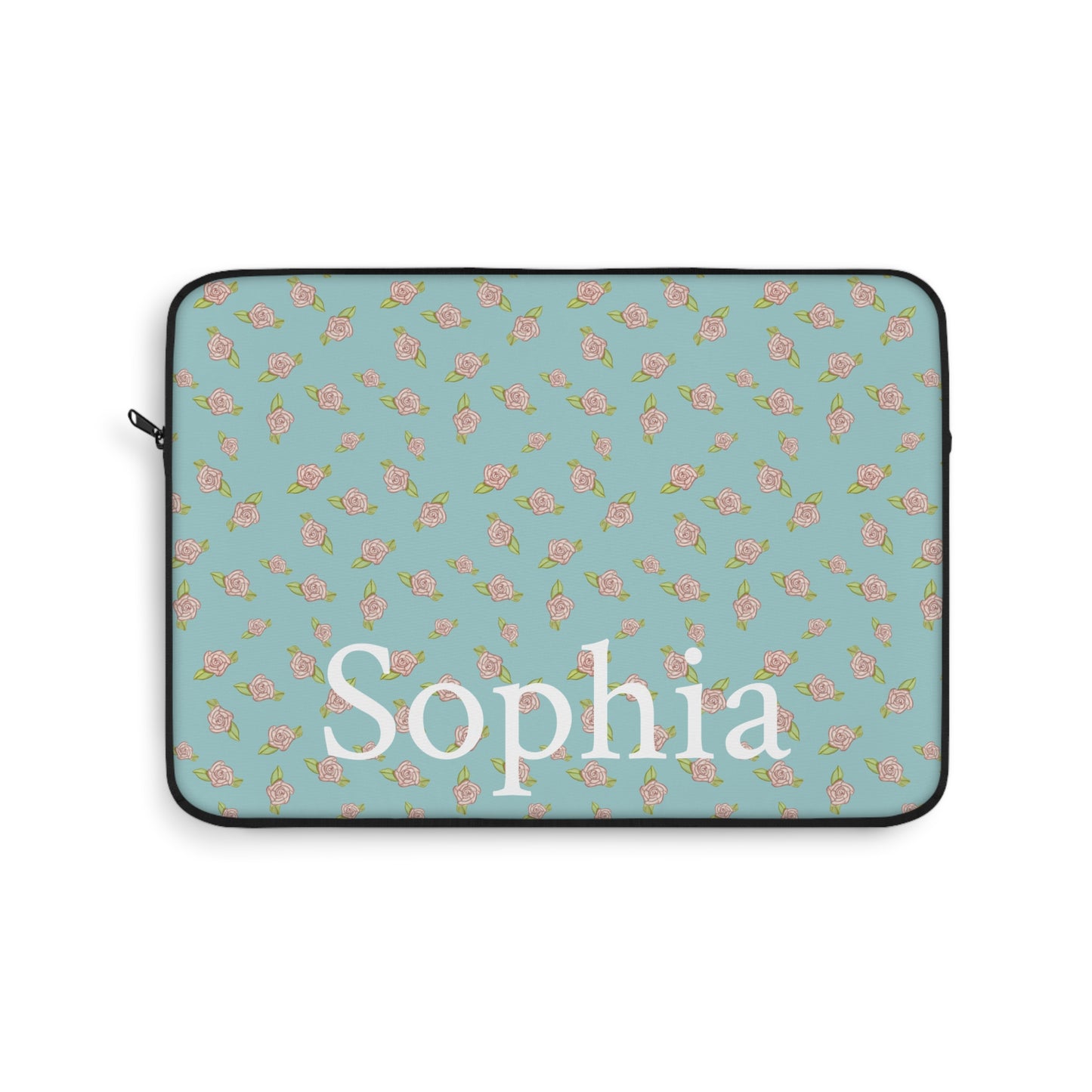 Blue Rose Coquette Pattern Laptop Sleeve, Personalized Protective Computer Cover, Tech Accessories, Tablet Bag, Padded Case