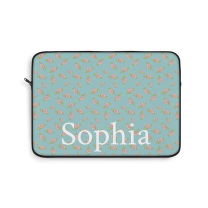Blue Rose Coquette Pattern Laptop Sleeve, Personalized Protective Computer Cover, Tech Accessories, Tablet Bag, Padded Case