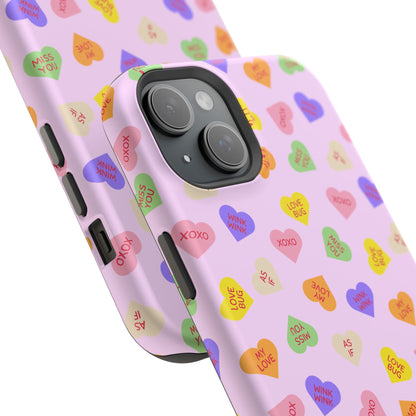 Sweet Candy Hearts, MagSafe Magnetic Tough Cases, iPhone 16 pro max case, Phone Accessories, Valentine's Day, Protective Phone Covers