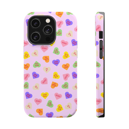 Sweet Candy Hearts, MagSafe Magnetic Tough Cases, iPhone 16 pro max case, Phone Accessories, Valentine's Day, Protective Phone Covers