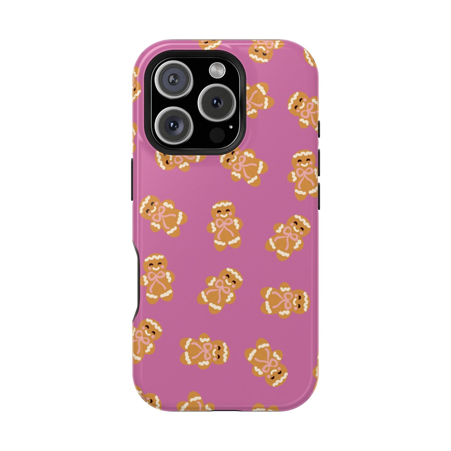 Gingerbread with Bows Mauve MagSafe Magnetic Cases,  Protective Phone Cover, Holiday Gift, Christmas Accessories, Festive Cell Phone Case, Cute