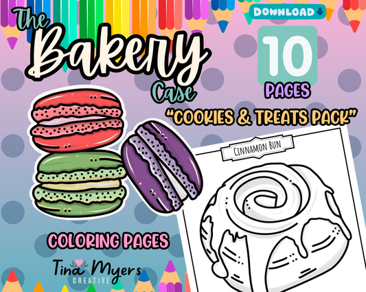 COMING SOON!! The Bakery Case - "Cookies & Treats" 10 pack of digital coloring pages, digital download @TinaxColors