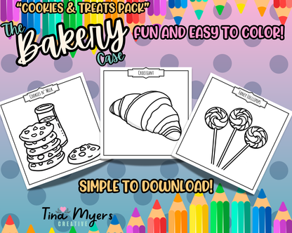 COMING SOON!! The Bakery Case - "Cookies & Treats" 10 pack of digital coloring pages, digital download @TinaxColors